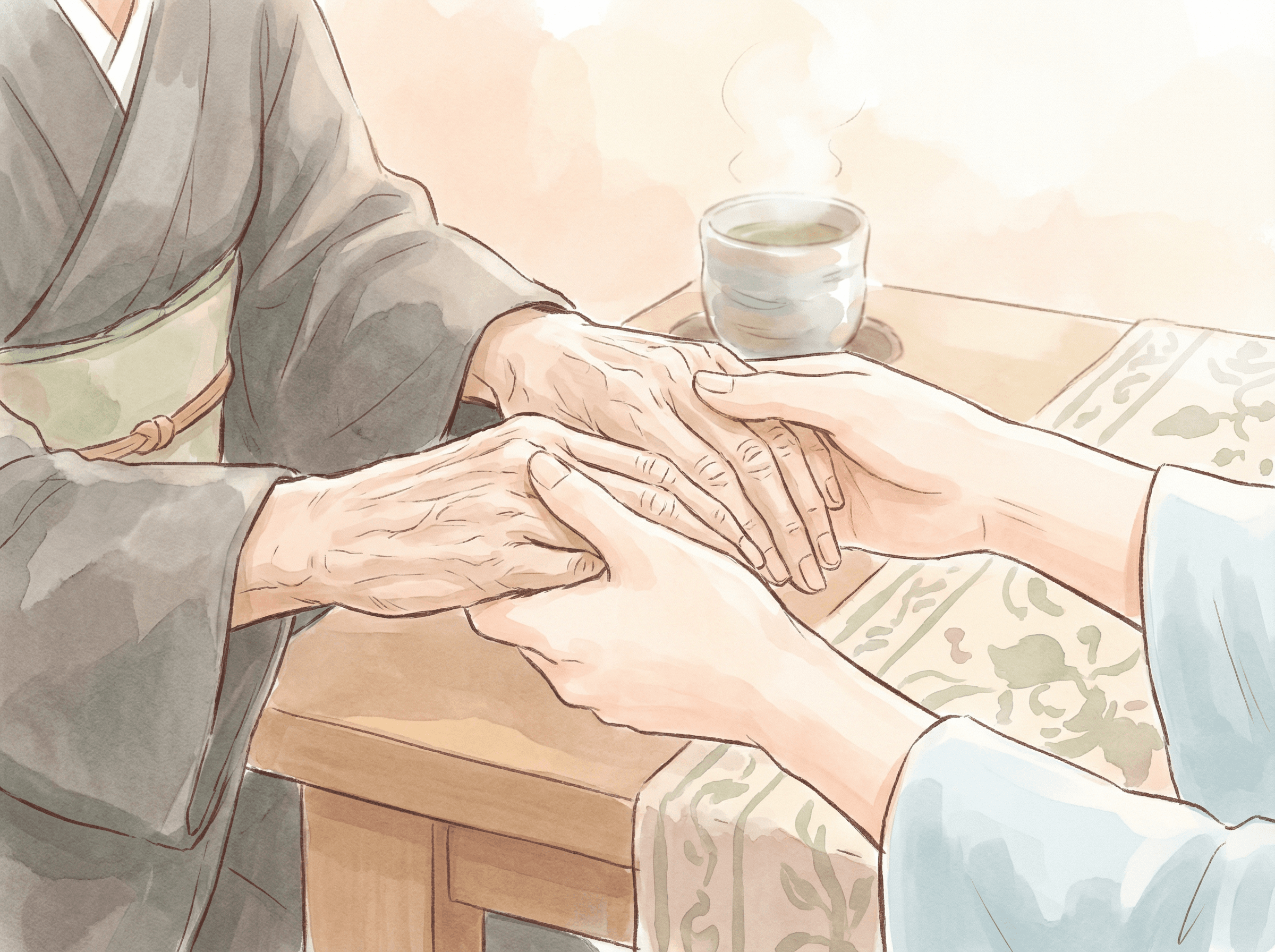 丁寧なケアの様子イラスト